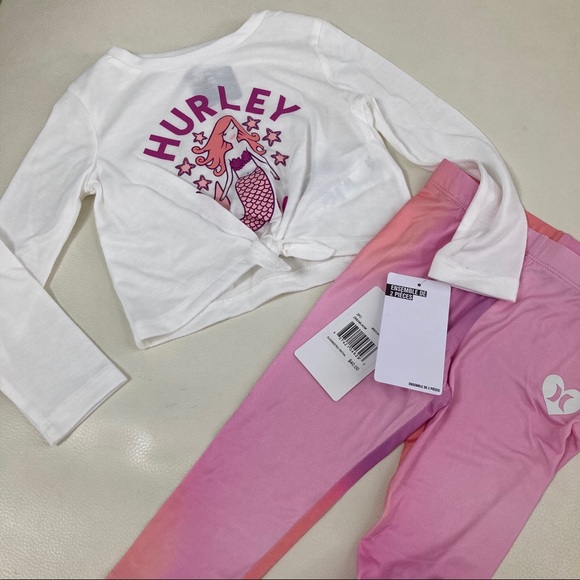 Hurley mermaid 🧜‍♀️ pink active pants set 2302 - Picture 6 of 8